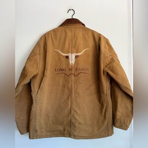 Vintage Carhartt 6BLC Blanket Lined Chore Coat Longhorn Ranch Embroidery USA 46‎